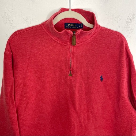 Polo Ralph Lauren Infrared 1/4 Zip Sweater Pullover Mens SZ Large - Picture 2 of 4
